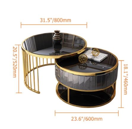 Yanna Modern Round Gold & Black Coffee Table