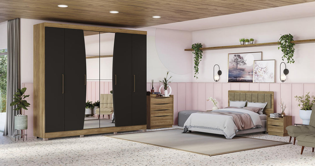 Fabiana 6 Door Wardrobe With Mirror