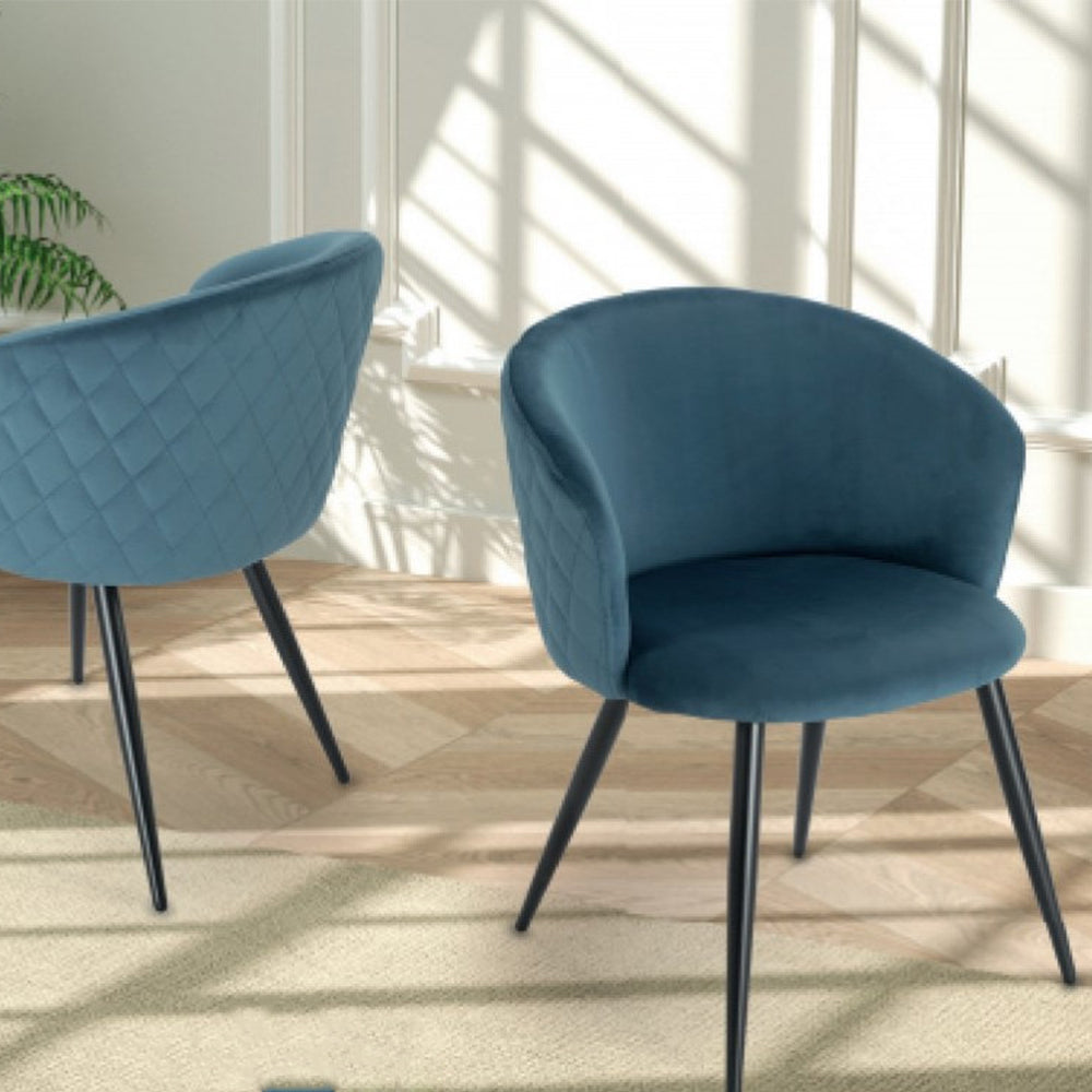 Kari Velvet Swivel Chair - Blue