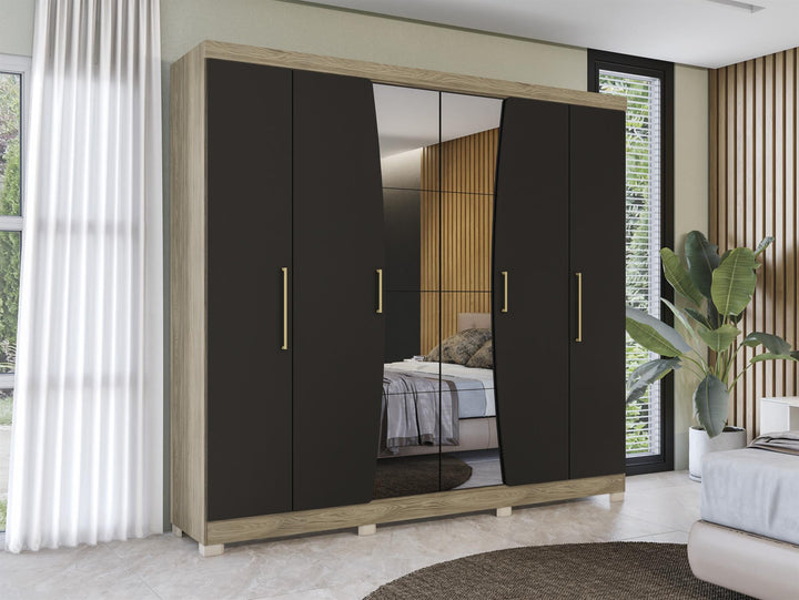 Fabiana 6 Door Wardrobe With Mirror