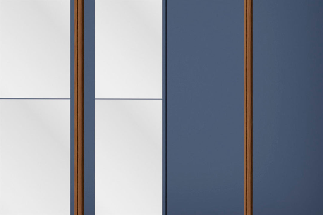 Rada 6 Door Wardrobe With Mirror And Legs Deep Blue