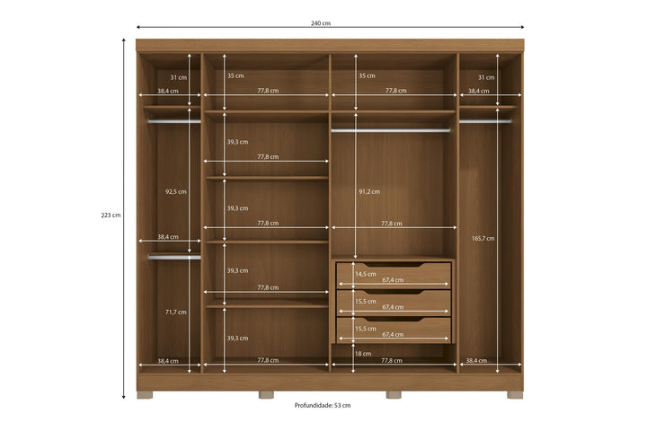 Fabiana 6 Door Wardrobe With Mirror