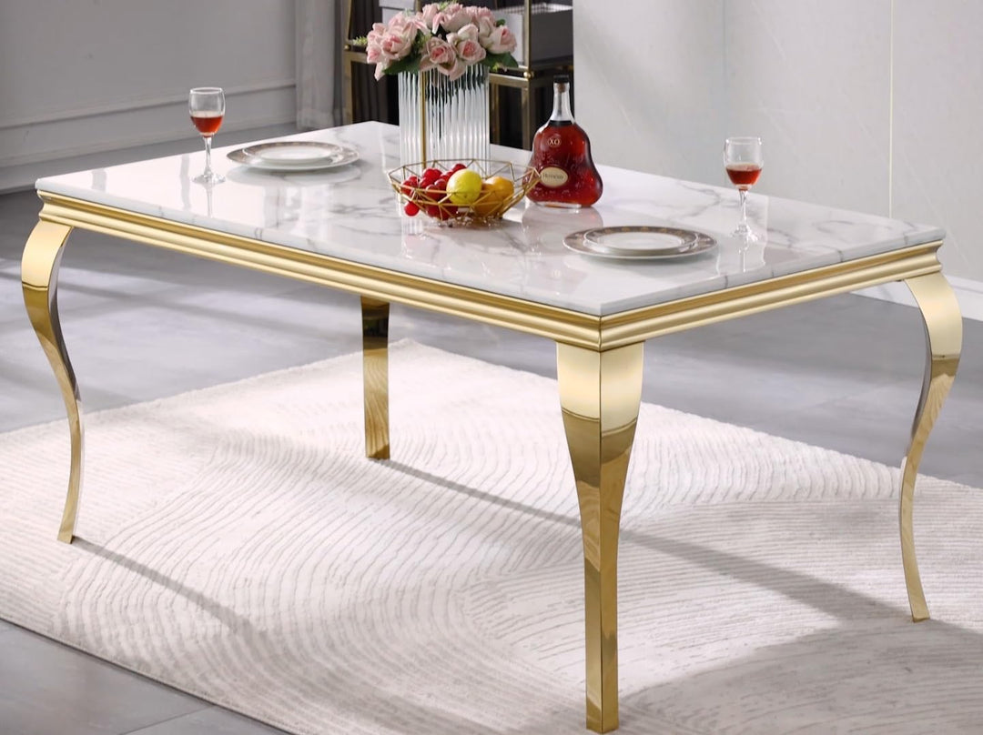 Falecia White And Gold Dinning Table