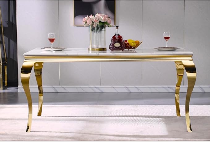 Falecia White And Gold Dinning Table