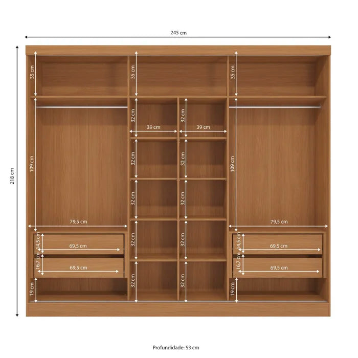 Rosaphine 3 Door Sliding Wardrobe Revisible Doors