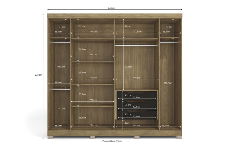 Fabiana 6 Door Wardrobe With Mirror