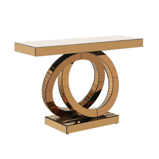 Yoko Rose Gold Mirrored Console Table