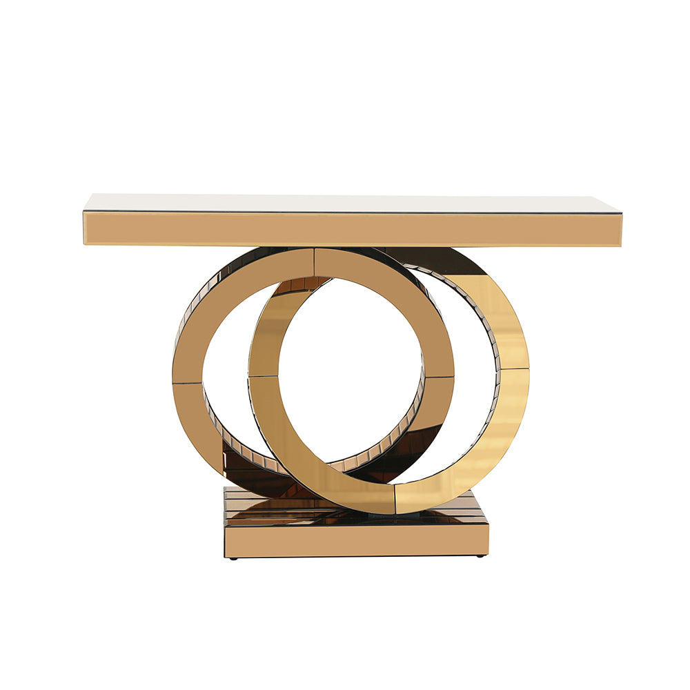 Yoko Rose Gold Mirrored Console Table