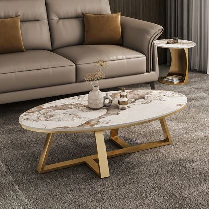 Melina Oval Marble Coffee Table