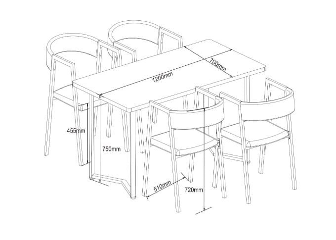 Ludovica 5 Piece Dinning Set