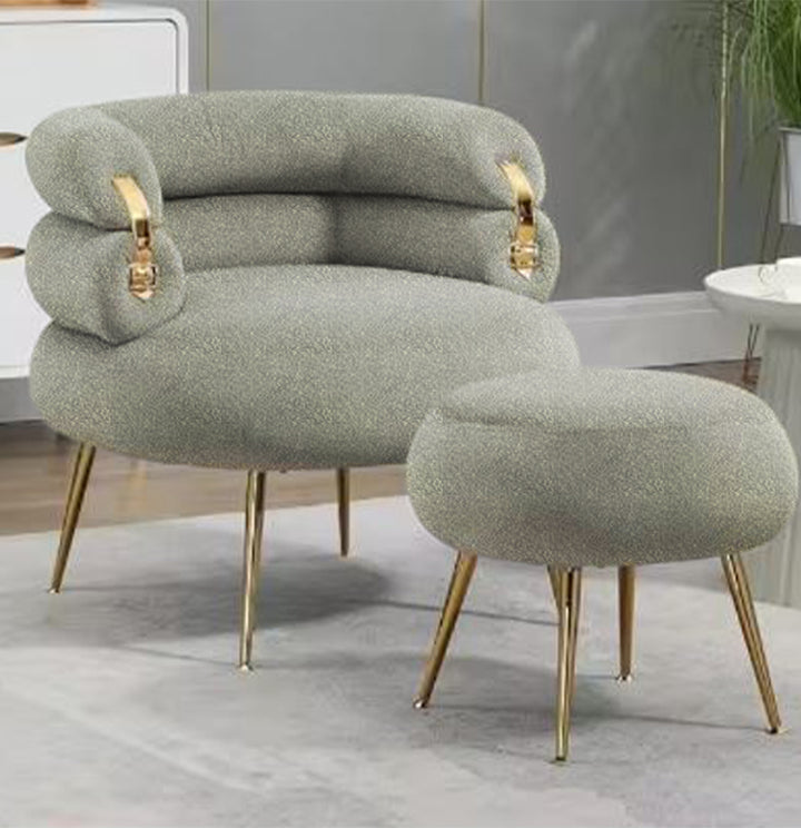 Ariah Upholstered Tufted Armchair With Footstool