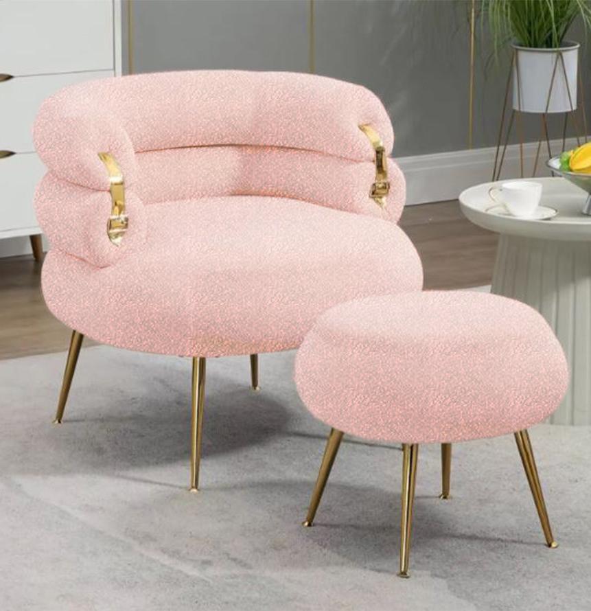 Ariah Upholstered Tufted Armchair With Footstool