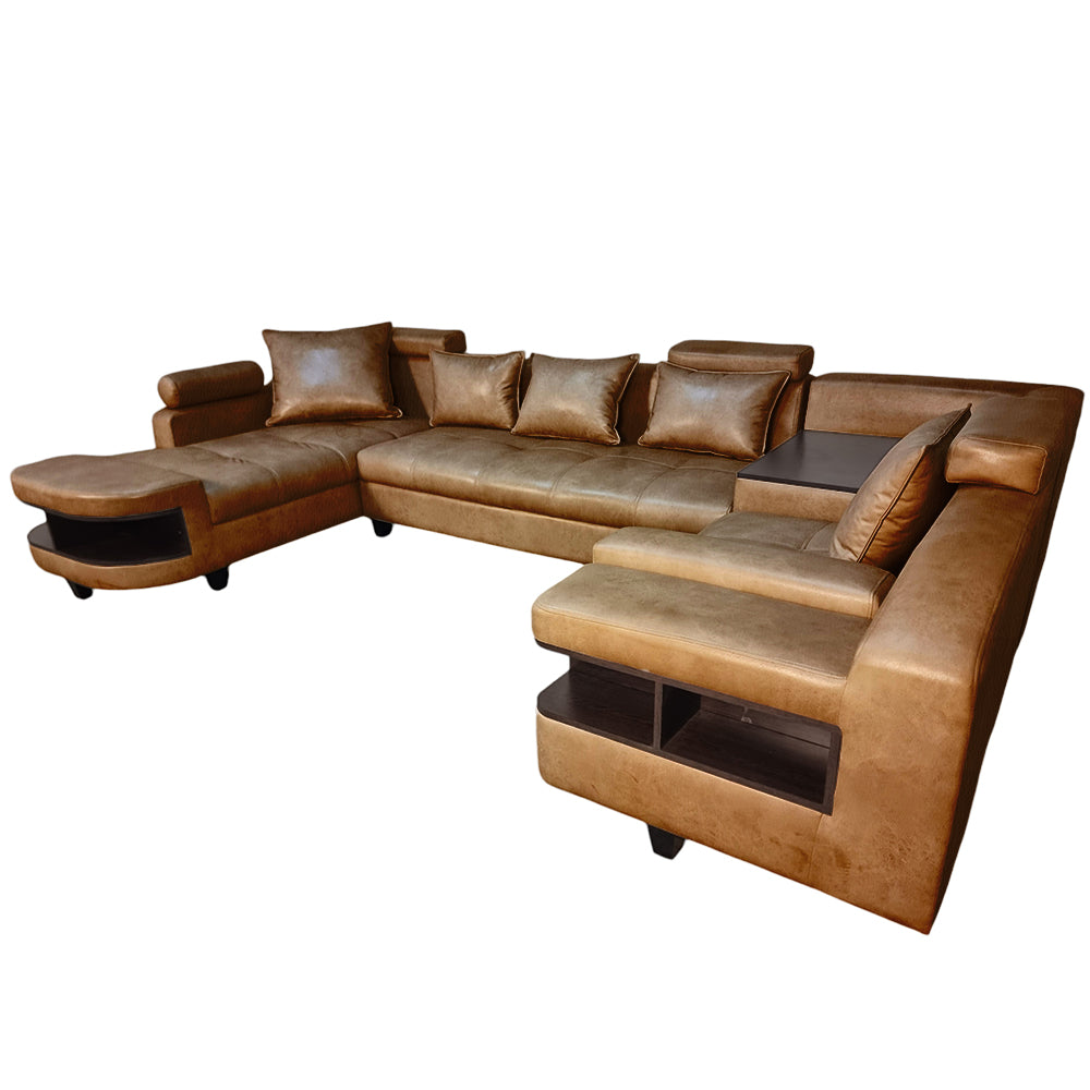 Clarence U Shape Sectional Corner Sofa- Faux Leather