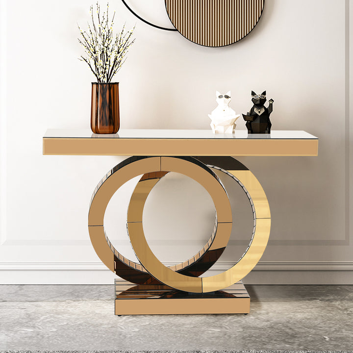 Yoko Rose Gold Mirrored Console Table