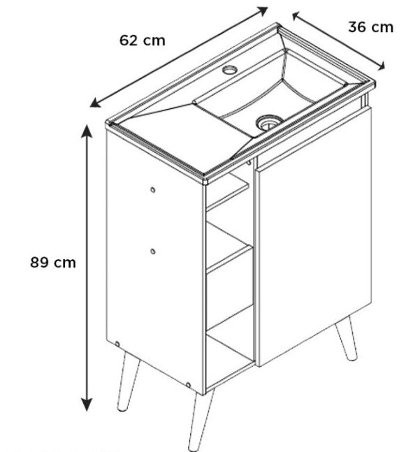 Lotus Bathroom Vanity Freestanding -60cm