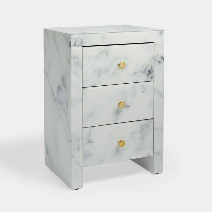 Levona Marble Pedestal With 3 Drawers