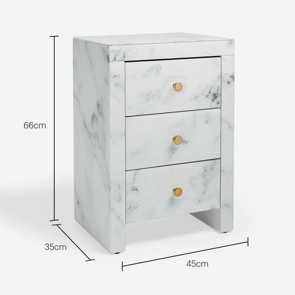 Levona Marble Pedestal With 3 Drawers