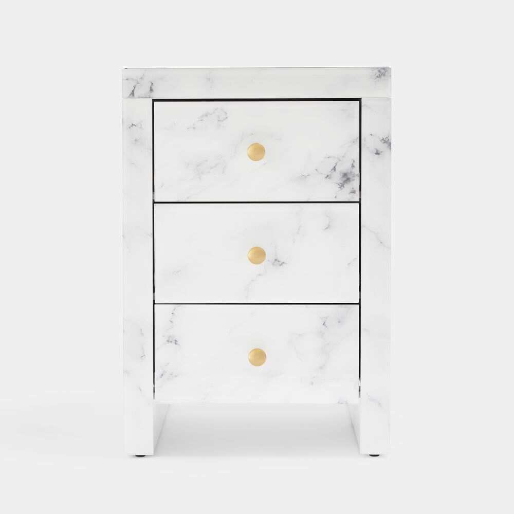 Levona Marble Pedestal With 3 Drawers