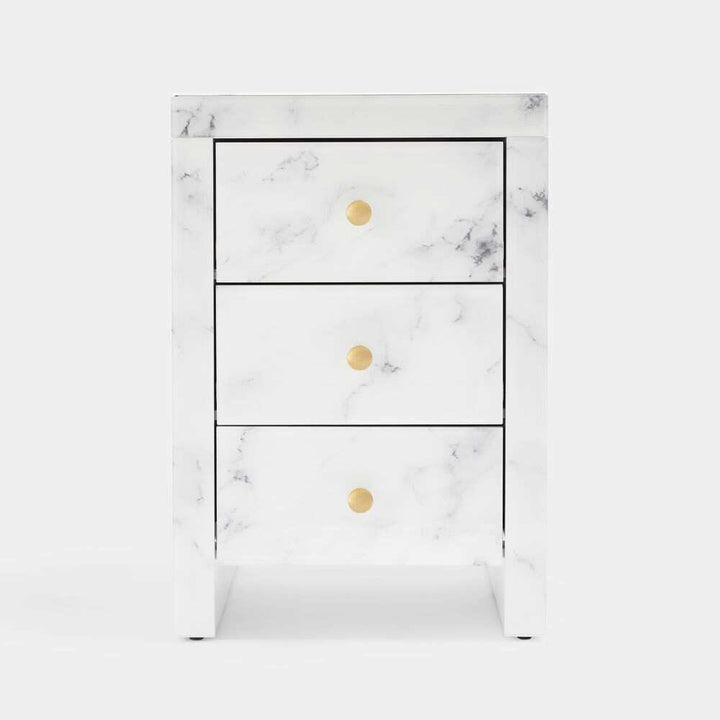 Levona Marble Pedestal With 3 Drawers