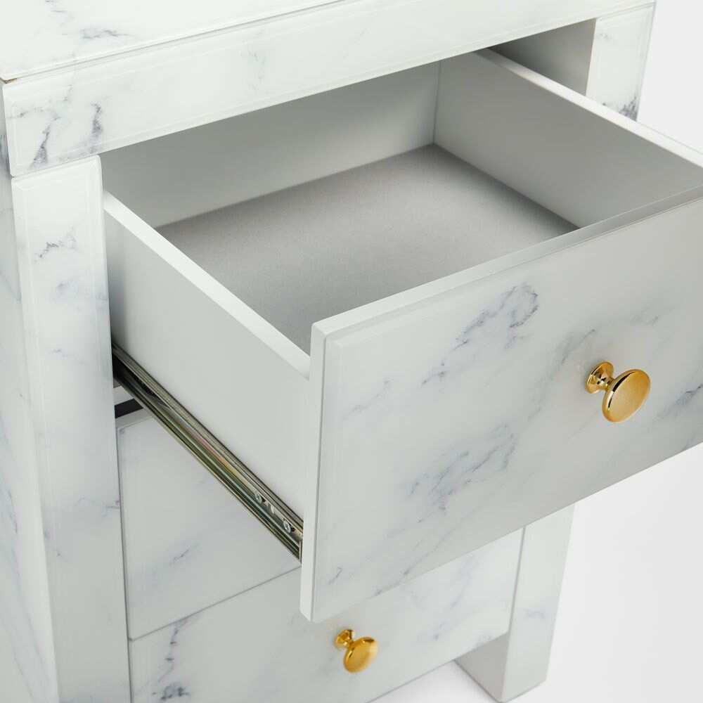 Levona Marble Pedestal With 3 Drawers