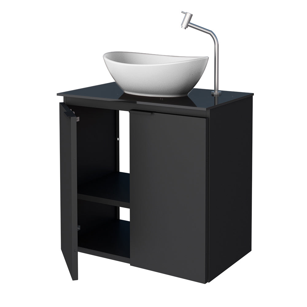 Umbu With Glass Door + Tempered Glass Vanity Cabinet- Bali Basin