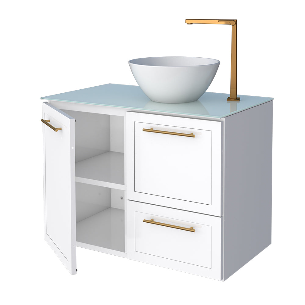 Jambo Tempered Glass Bathroom Vanity- Cuia Basin