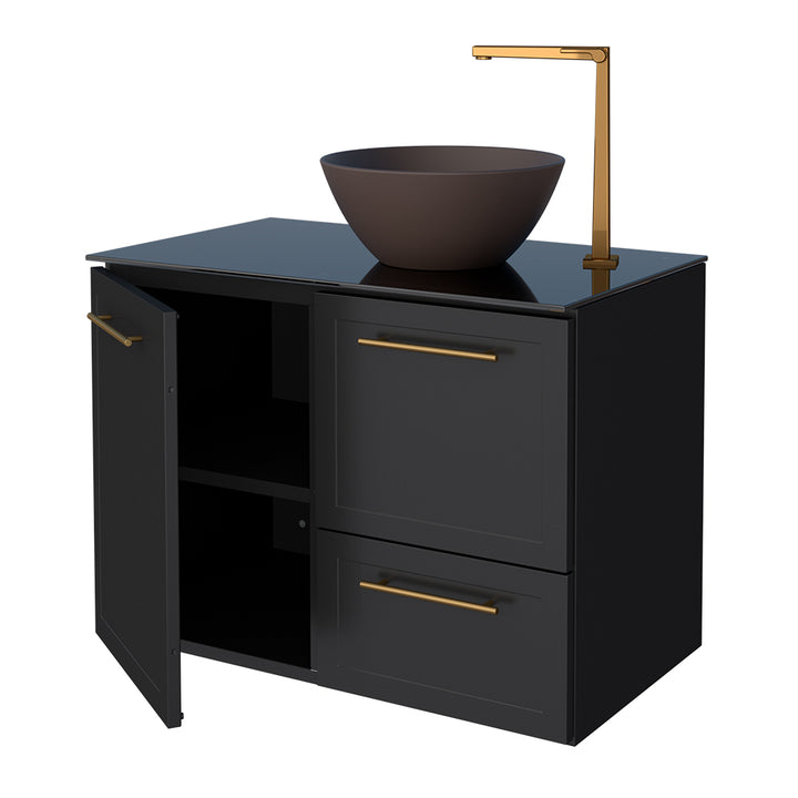 Jambo Tempered Glass Bathroom Vanity- Cuia Basin