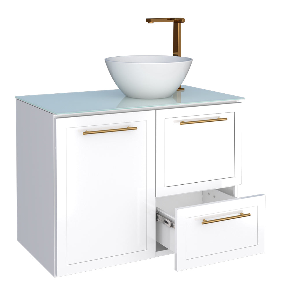 Jambo Tempered Glass Bathroom Vanity- Cuia Basin