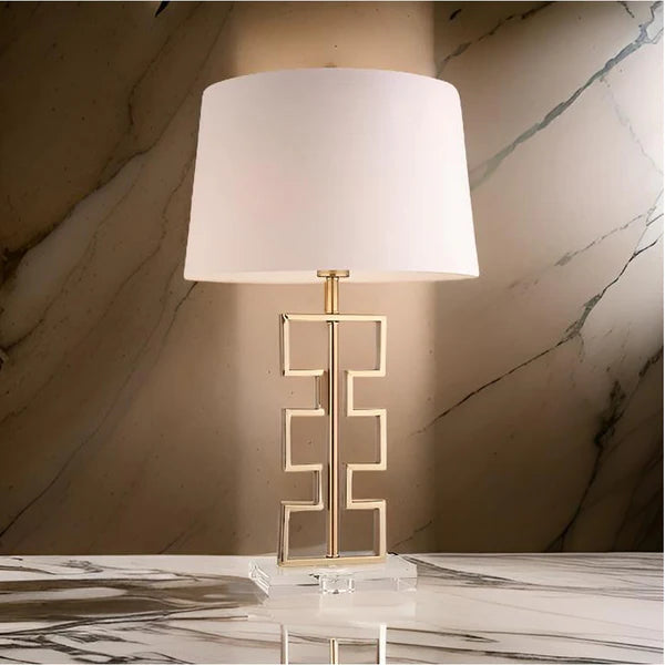 Carved Stone Table Lamp With Acrylic Base