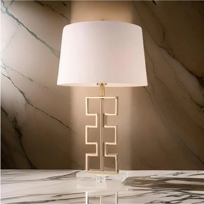 Carved Stone Table Lamp With Acrylic Base