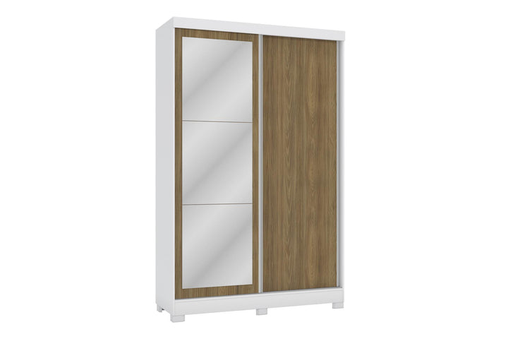 Mivada 2 Sliding Door With Mirror Wardrobe White And Walnut