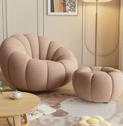 Pumpkin Boucle Cushioned Chair