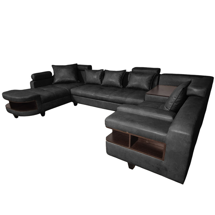 Clarence U Shape Sectional Corner Sofa- Faux Leather