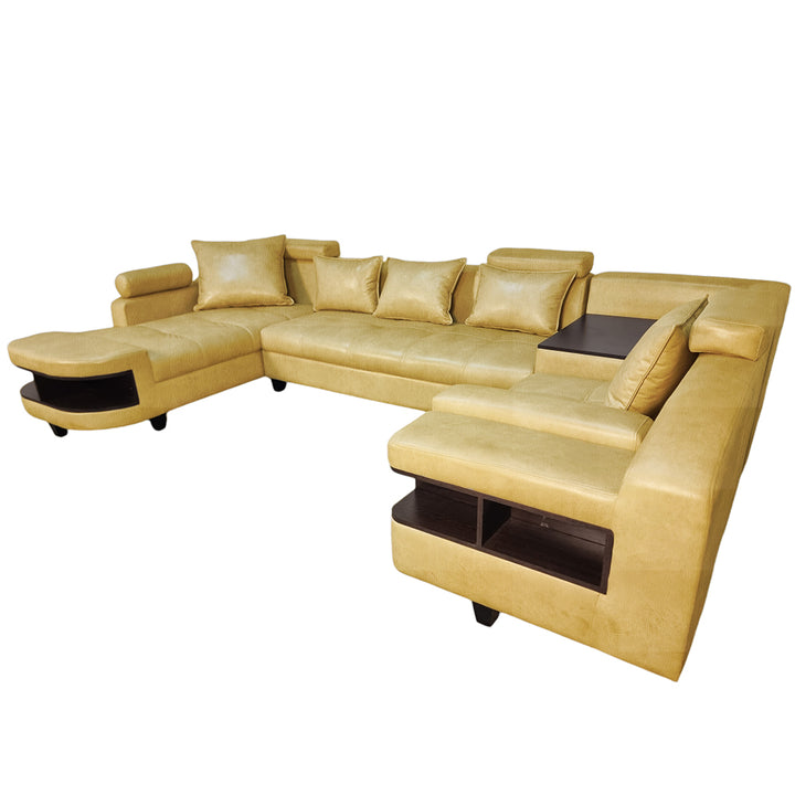 Clarence U Shape Sectional Corner Sofa- Faux Leather