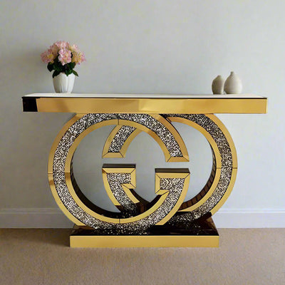 Greta Rose Gold Mirrored Console Table