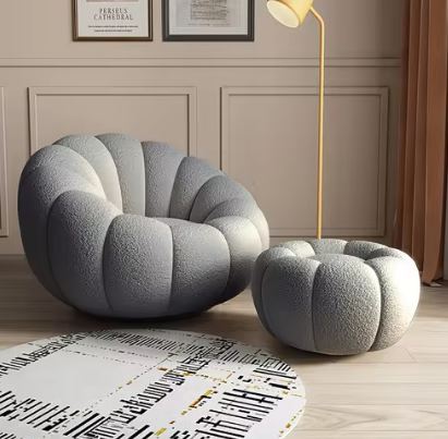 Pumpkin Boucle Cushioned Chair