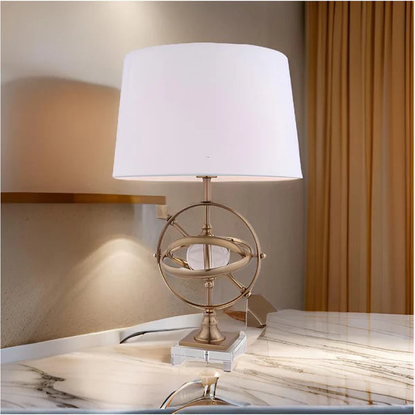 Crystal Globe Rotating Metal Table Lamp