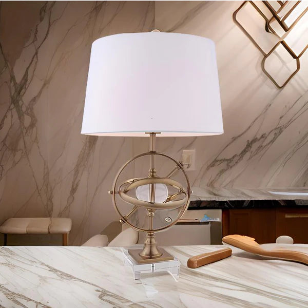 Crystal Globe Rotating Metal Table Lamp