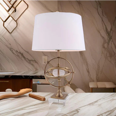 Crystal Globe Rotating Metal Table Lamp