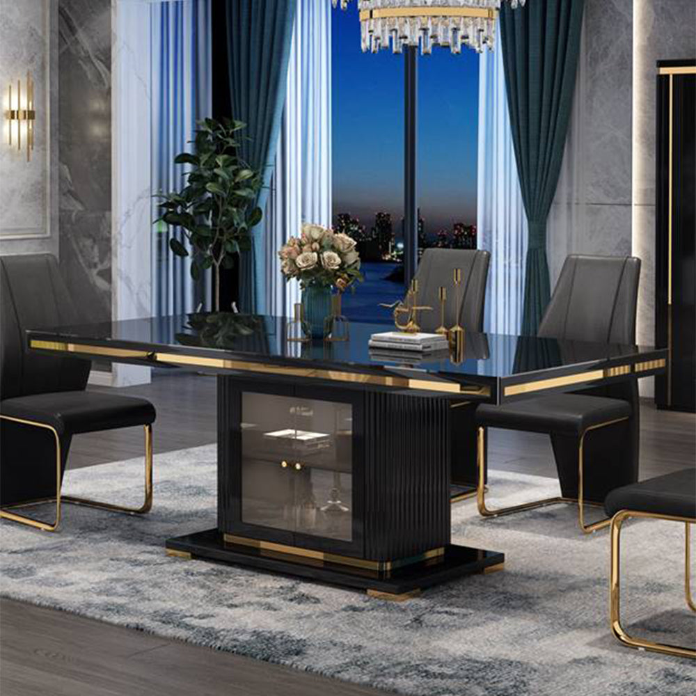 Atalia Dining Table Gloss Black & Gold