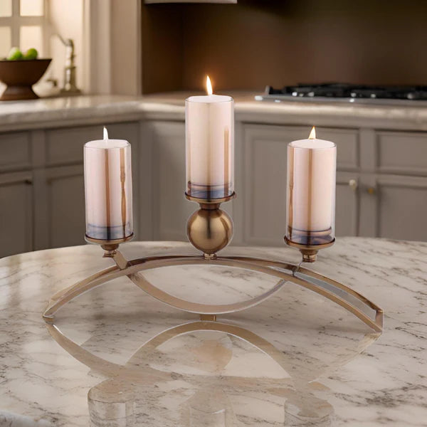 Golden Arch Triple Candle Holder