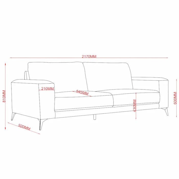 Hailey 3 Seater Couch Charcoal Grey