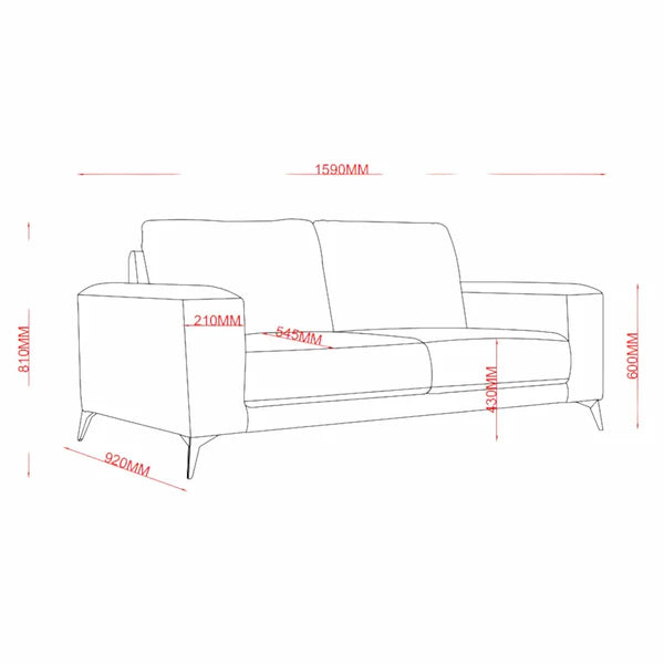 Hailey 2 Seater Couch Charcoal Grey