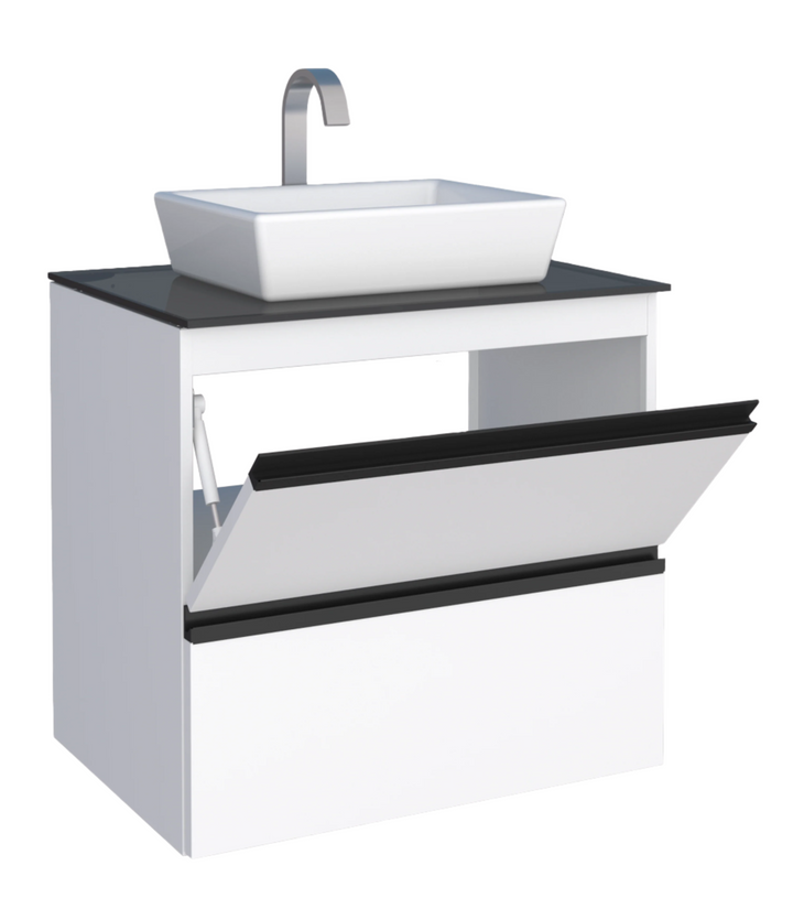 Gaia Steel Bathroom Vanity With Tempered Glass And Prisma Basin