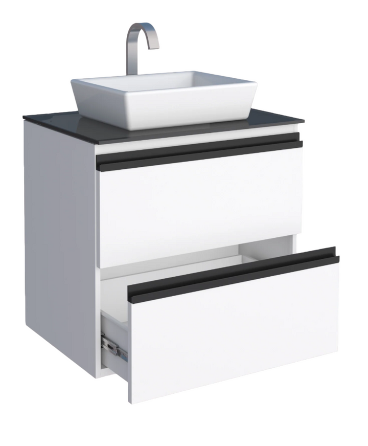 Gaia Steel Bathroom Vanity With Tempered Glass And Prisma Basin