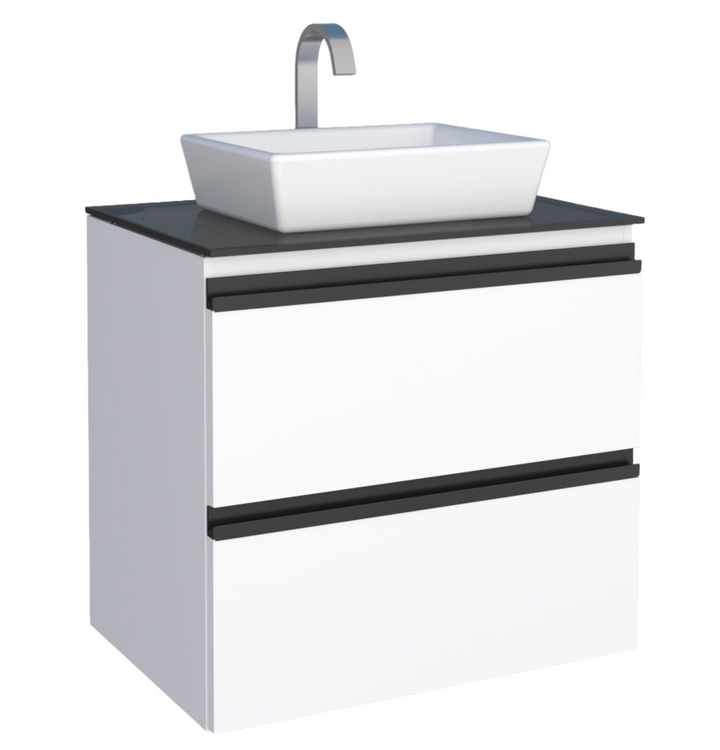 Gaia Steel Bathroom Vanity With Tempered Glass And Prisma Basin