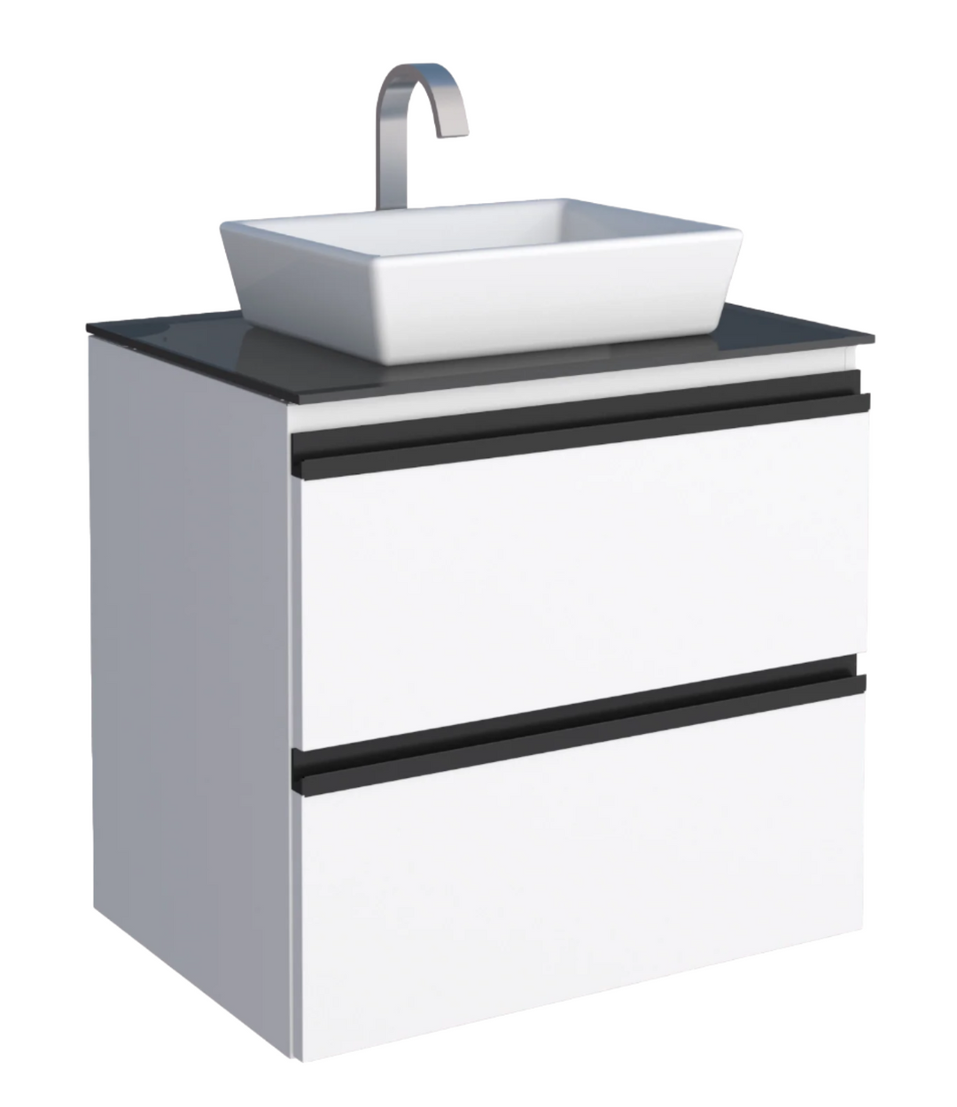 Gaia Steel Bathroom Vanity With Tempered Glass And Prisma Basin