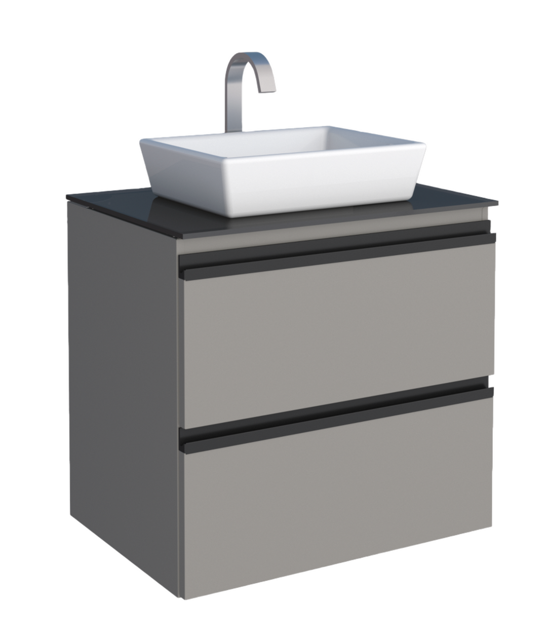 Gaia Steel Bathroom Vanity With Tempered Glass And Prisma Basin