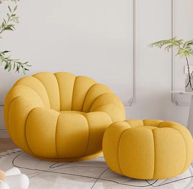 Pumpkin Boucle Cushioned Chair