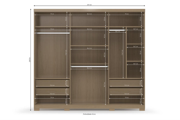 Leonardo 3 Door Sliding Wardrobe